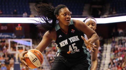 Kara Braxton en un partido con New York Liberty en 2014