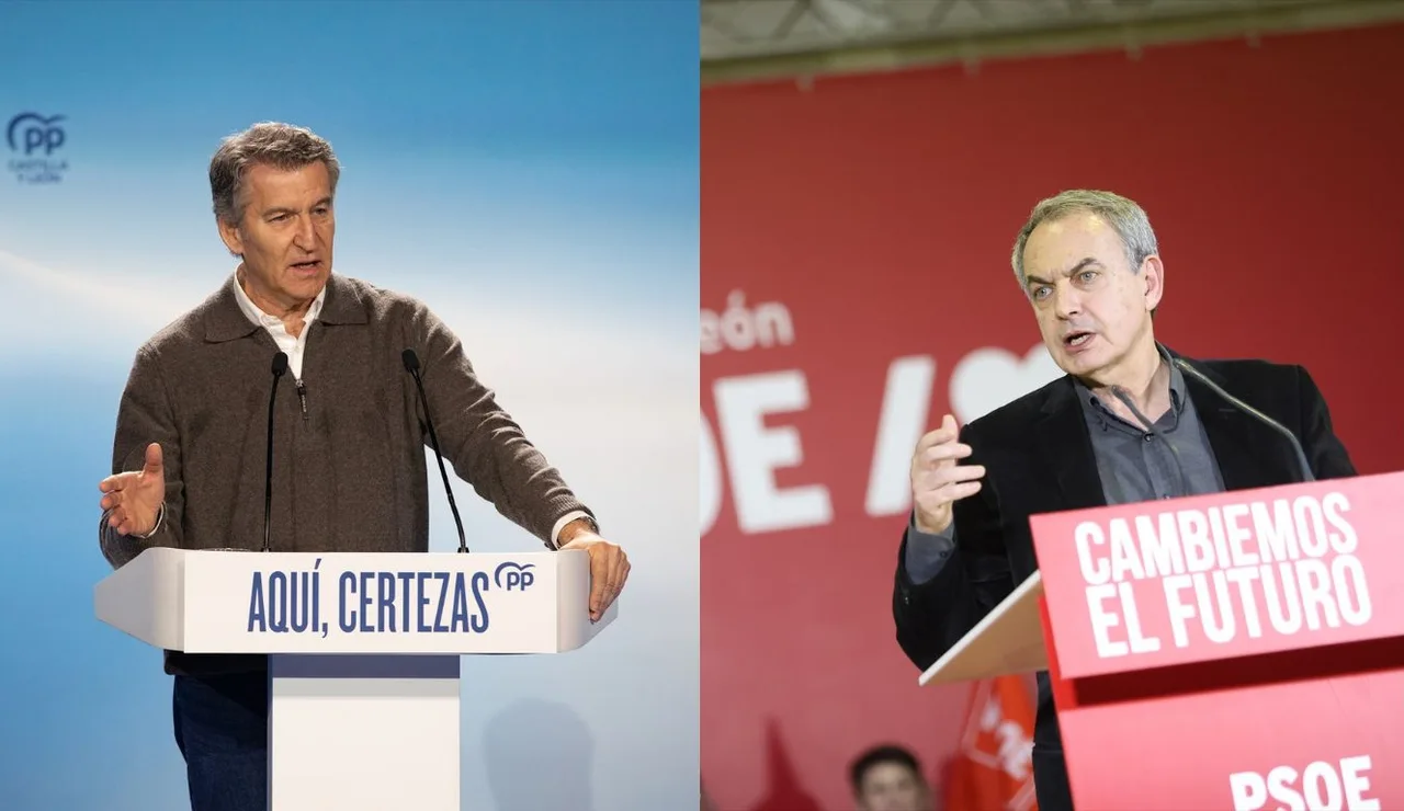 Feijóo y Zapatero en la campaña para las elecciones de Castilla y León