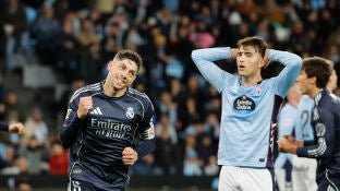 Valverde celebra su gol ante el Celta de Vigo en Bala&iacute;dos