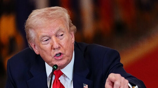 March 6, 2026, Washington, District Of Columbia, USA: United States President Donald J Trump speaks during a 'Saving College Sports' roundtable in the East Room of the White House in Washington, DC, US, on Friday, March 6, 2026. A new council that will explore ways to overhaul college sports is expected to discuss a potential antitrust exemption, a policy change the National Collegiate Athletic Association has sought to protect itself from legal challenges to player compensation rulesEuropa...
