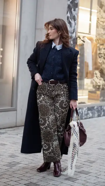 Mujer vistiendo con estampado paisley Mujer vistiendo con estampado paisley