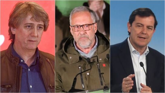 Los candidatos del PSOE, Carlos Mart&iacute;nez; Vox, Carlos Poll&aacute;n; y PP, Alfonso Fern&aacute;ndez Ma&ntilde;ueco