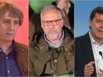 Los candidatos del PSOE, Carlos Mart&iacute;nez; Vox, Carlos Poll&aacute;n; y PP, Alfonso Fern&aacute;ndez Ma&ntilde;ueco