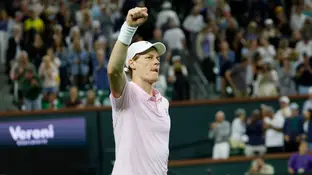 Jannik Sinner celebra una victoria en Indian Wells Jannik Sinner celebra una victoria en Indian Wells