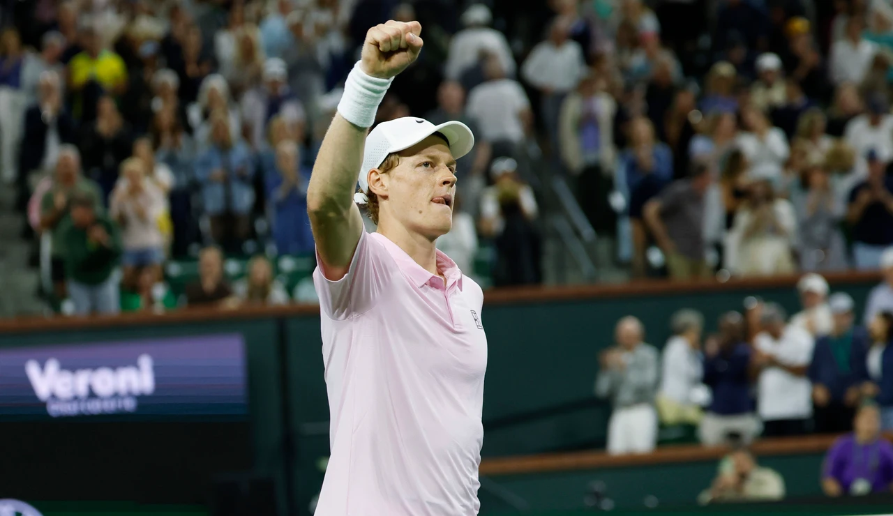 Jannik Sinner celebra una victoria en Indian Wells