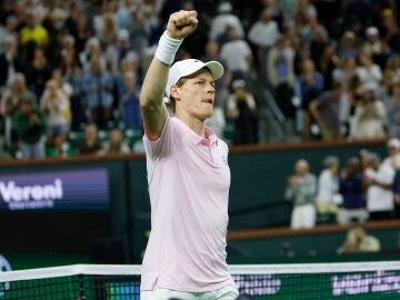 Jannik Sinner celebra una victoria en Indian Wells