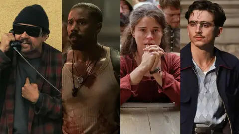 Montaje con Una batalla tras otra, Sinners, Hamnet y Marty Supreme Montaje con Una batalla tras otra, Sinners, Hamnet y Marty Supreme