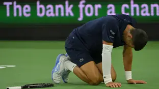 Novak Djokovic durante el partido ante Draper en Indian Wells 2026 Novak Djokovic durante el partido ante Draper en Indian Wells 2026
