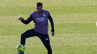 Kylian Mbappé, en un entrenamiento con el Real Madrid Kylian Mbappé, en un entrenamiento con el Real Madrid