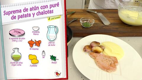 Ingredientes Suprema de atún con puré de patata y chalotas