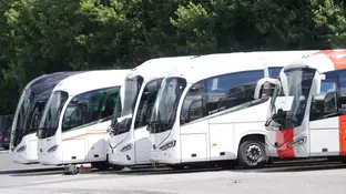 Varios autobuses de una empresa de transportes de Guipúzcoa en una imagen de archivo Varios autobuses de una empresa de transportes de Guipúzcoa en una imagen de archivo