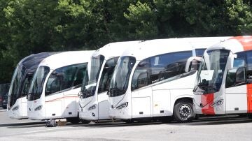 Varios autobuses de una empresa de transportes de Guip&uacute;zcoa en una imagen de archivo