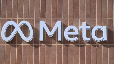FILED - 03 March 2026, Spain, Barcelona: The logo of Facebook parent company Meta is attached to the trade fair stand with which Meta is advertising at the Mobile World Congress. Photo: Wolf von Dewitz/dpa03/03/2026 ONLY FOR USE IN SPAIN