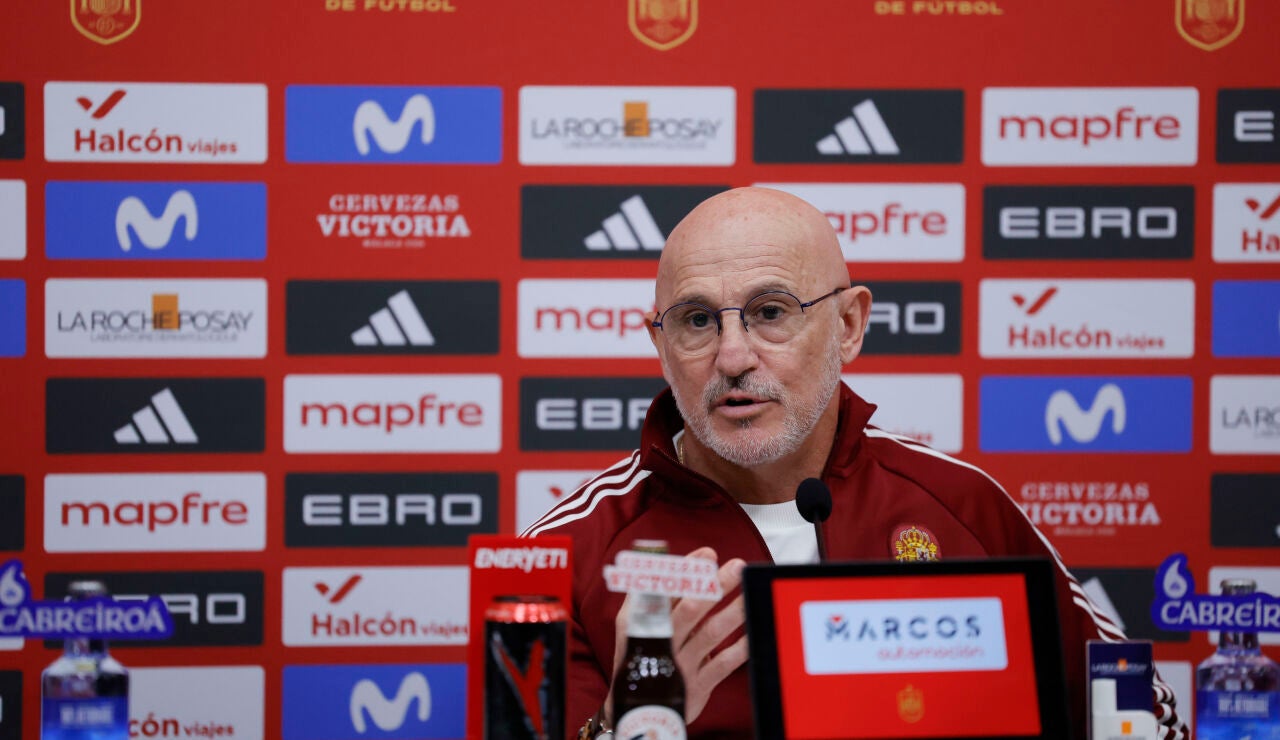 Luis de la Fuente, en la rueda de prensa en Las Rozas