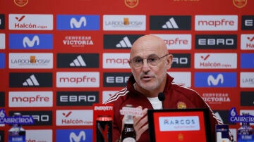 Luis de la Fuente, en la rueda de prensa en Las Rozas