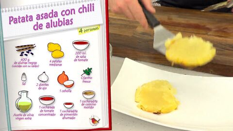 Ingredientes Patata asada con chili de alubias