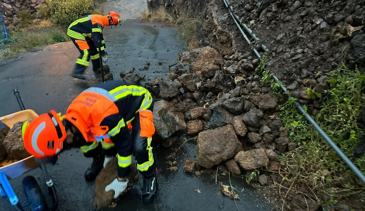 Desprendimiento de piedras en Tenerife por 'Therese'