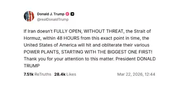 Publicación de Donald Trump en Truth Social Publicación de Donald Trump en Truth Social