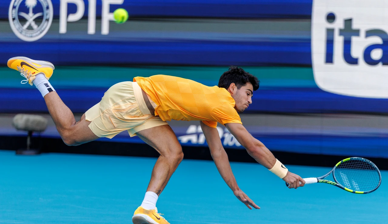 Carlos Alcaraz, en su partido ante Korda