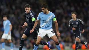 Rodri Hernández, en el partido ante el Real Madrid en el Etihad Stadium Rodri Hernández, en el partido ante el Real Madrid en el Etihad Stadium