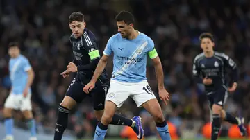 Rodri Hernández, en el partido ante el Real Madrid en el Etihad Stadium Rodri Hernández, en el partido ante el Real Madrid en el Etihad Stadium
