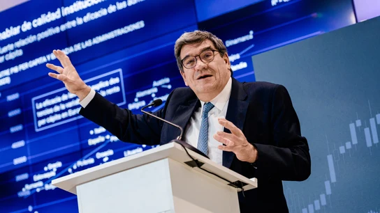 El Gobernador del Banco de España, José Luis Escrivá, durante el VI Observatorio de las Finanzas, en la Universidad Camilo José Cela. El Gobernador del Banco de España, José Luis Escrivá, durante el VI Observatorio de las Finanzas, en la Universidad Camilo José Cela.