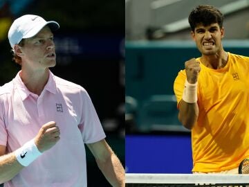 Jannik Sinner y Carlos Alcaraz, en el Miami Open