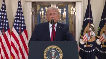 Imagen de Donald Trump durante su alocución en la Casa Blanca Imagen de Donald Trump durante su alocución en la Casa Blanca