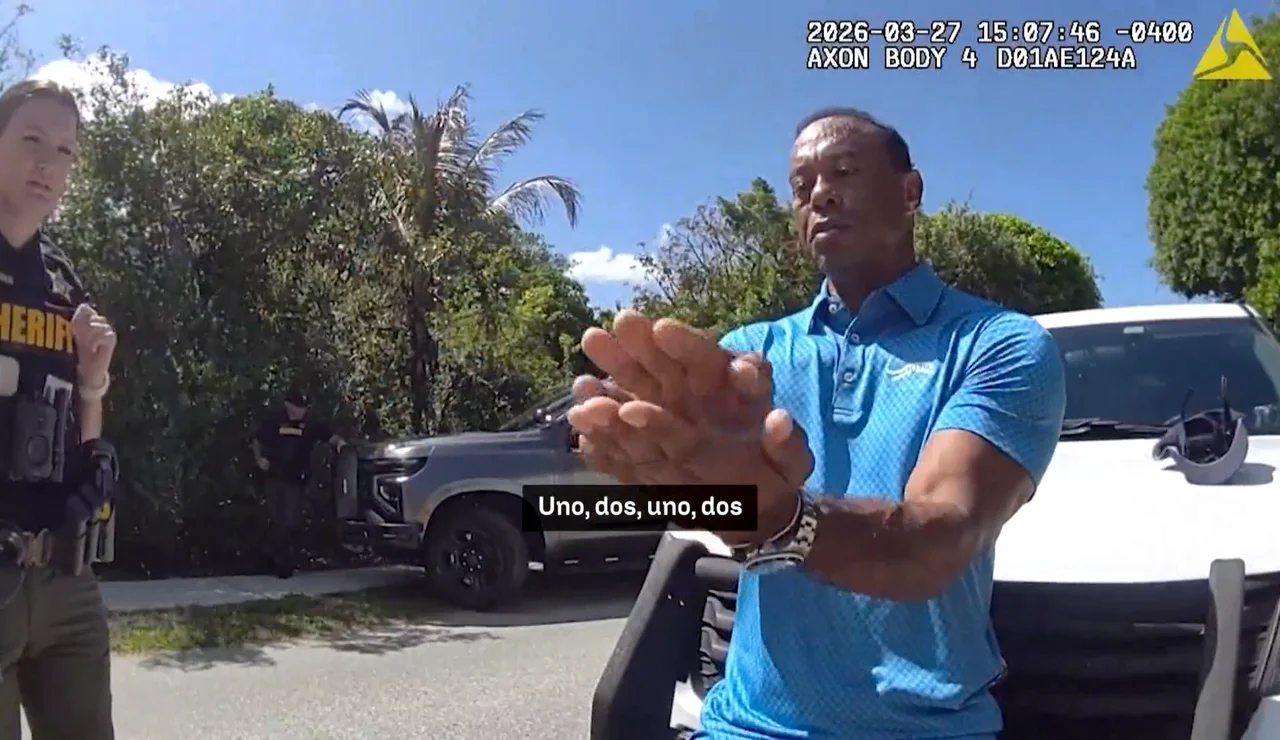 Tiger Woods hablando con los agentes en el momento de su detención.