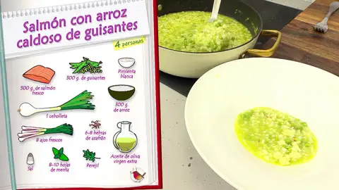Ingredientes Salmón con arroz caldoso de guisantes Ingredientes Salmón con arroz caldoso de guisantes