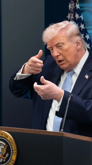 Trump speaks in Briefing Room About Iran in Washington