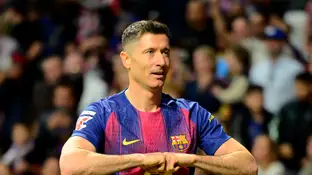 Robert Lewandowski celebra un gol con el Barcelona Robert Lewandowski celebra un gol con el Barcelona