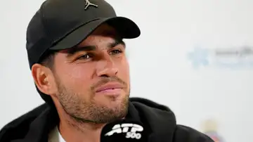 Carlos Alcaraz en rueda de prensa antes del Godó Carlos Alcaraz en rueda de prensa antes del Godó