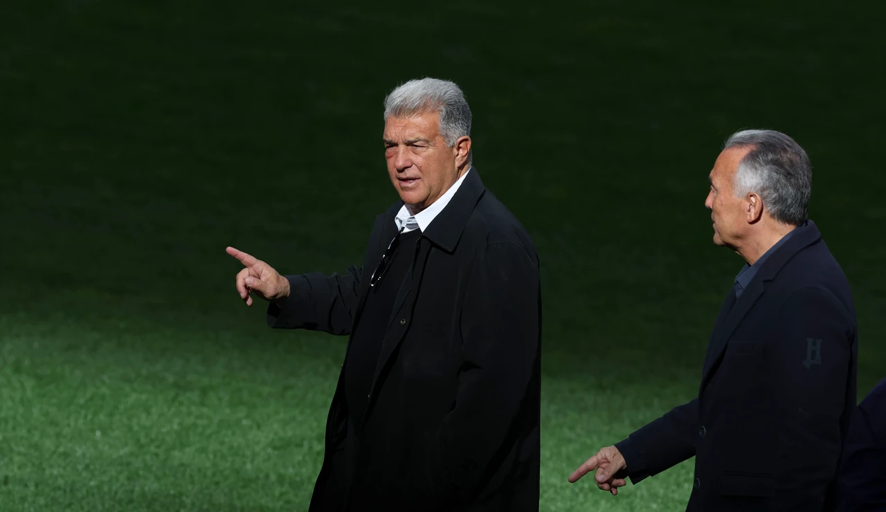 Joan Laporta, el pasado lunes en el Metropolitano en el entrenamiento del Barcelona