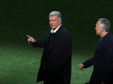 Joan Laporta, el pasado lunes en el Metropolitano en el entrenamiento del Barcelona