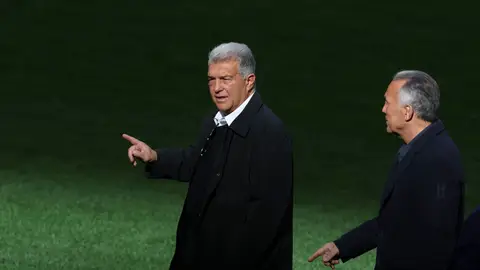 Joan Laporta, el pasado lunes en el Metropolitano en el entrenamiento del Barcelona Joan Laporta, el pasado lunes en el Metropolitano en el entrenamiento del Barcelona