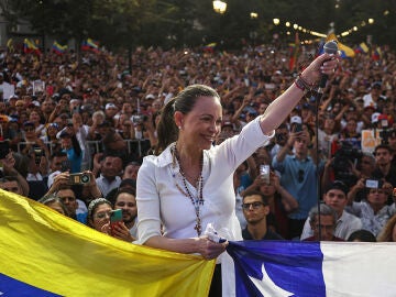 Mar&iacute;a Corina Machado, en un acto en Chile