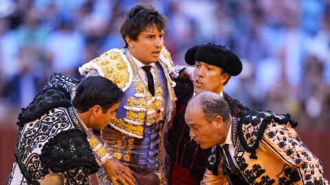 Cogida en Sevilla a Roca Rey