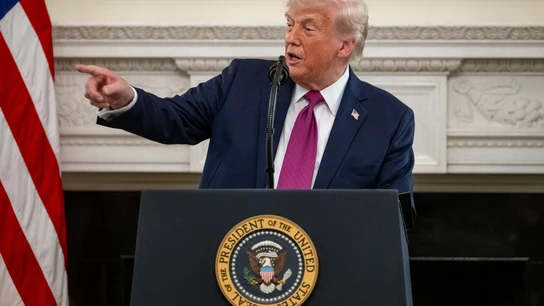 Irán.- Trump afirma que Irán ha accedido a revocar las ejecuciones de ocho mujeres detenidas durante las protestas April 21, 2026, Washington, District Of Columbia, USA: United States President Donald J Trump speaks in the State Dining Room of the White House in Washington, DC, USA, on Tuesday, April 21, 2026. The White House is hosting an event to honor NCAA collegiate national champions Europa Press/Contacto/Daniel Heuer - Pool via CNP 21/04/2026 ONLY FOR USE IN SPAIN