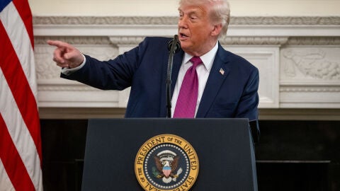 April 21, 2026, Washington, District Of Columbia, USA: United States President Donald J Trump speaks in the State Dining Room of the White House in Washington, DC, USA, on Tuesday, April 21, 2026. The White House is hosting an event to honor NCAA collegiate national champions Europa Press/Contacto/Daniel Heuer - Pool via CNP 21/04/2026 ONLY FOR USE IN SPAIN