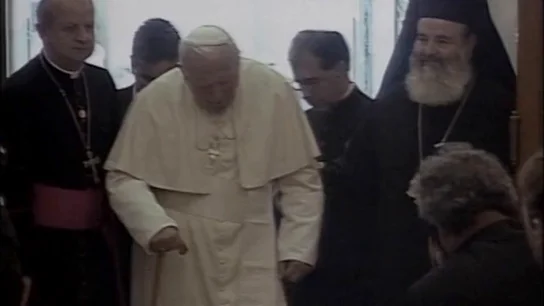 Juan Pablo II con el arzobispo de Atenas Efemérides de hoy 4 de mayo de 2026: Juan Pablo II con el arzobispo de Atenas