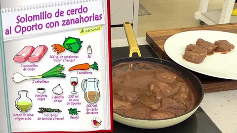 Los ingredientes del solomillo de cerdo al Oporto con zanahorias Los ingredientes del solomillo de cerdo al Oporto con zanahorias