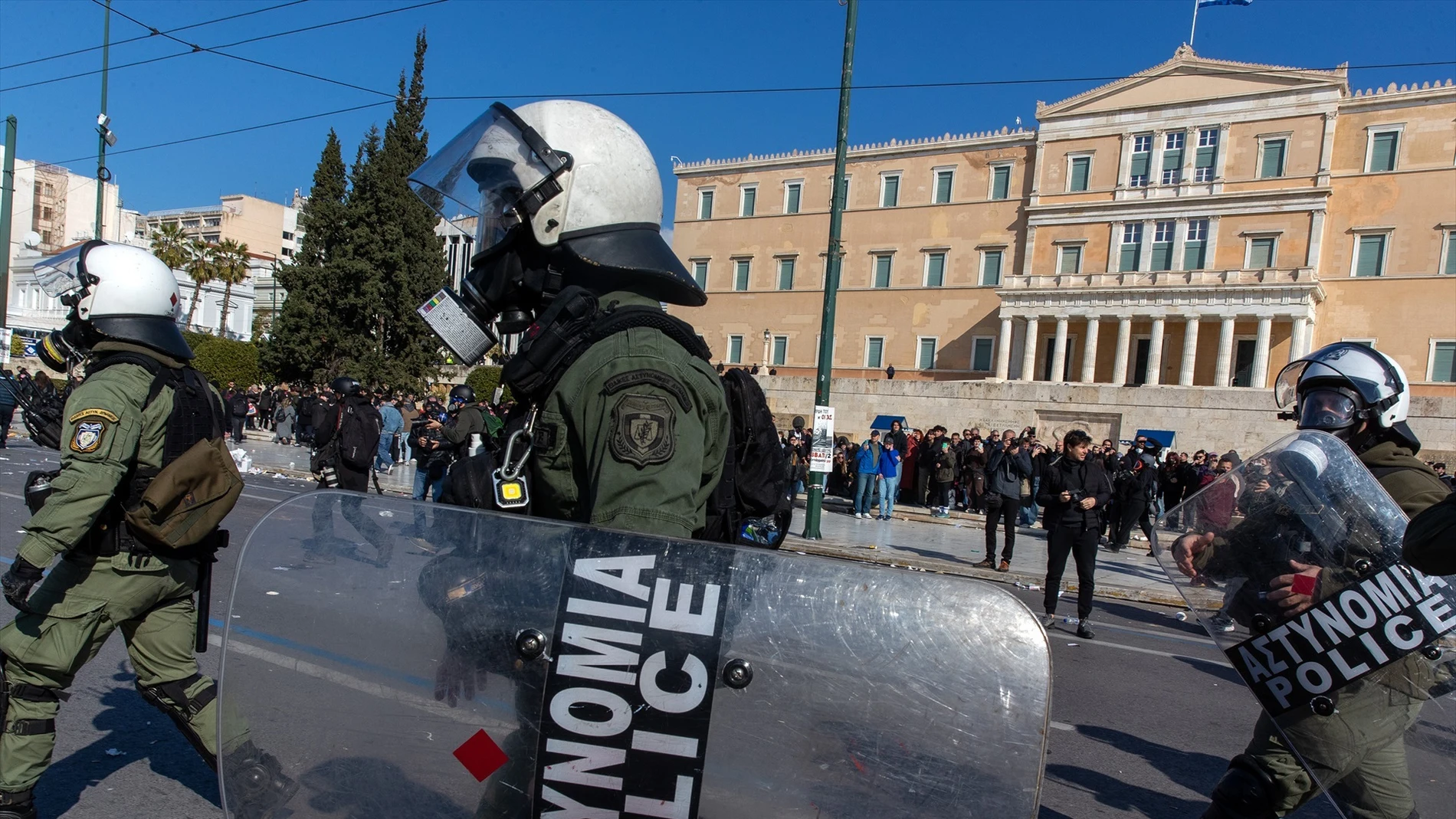 Policía de Atenas, imagen de archivo Policía de Atenas, imagen de archivo