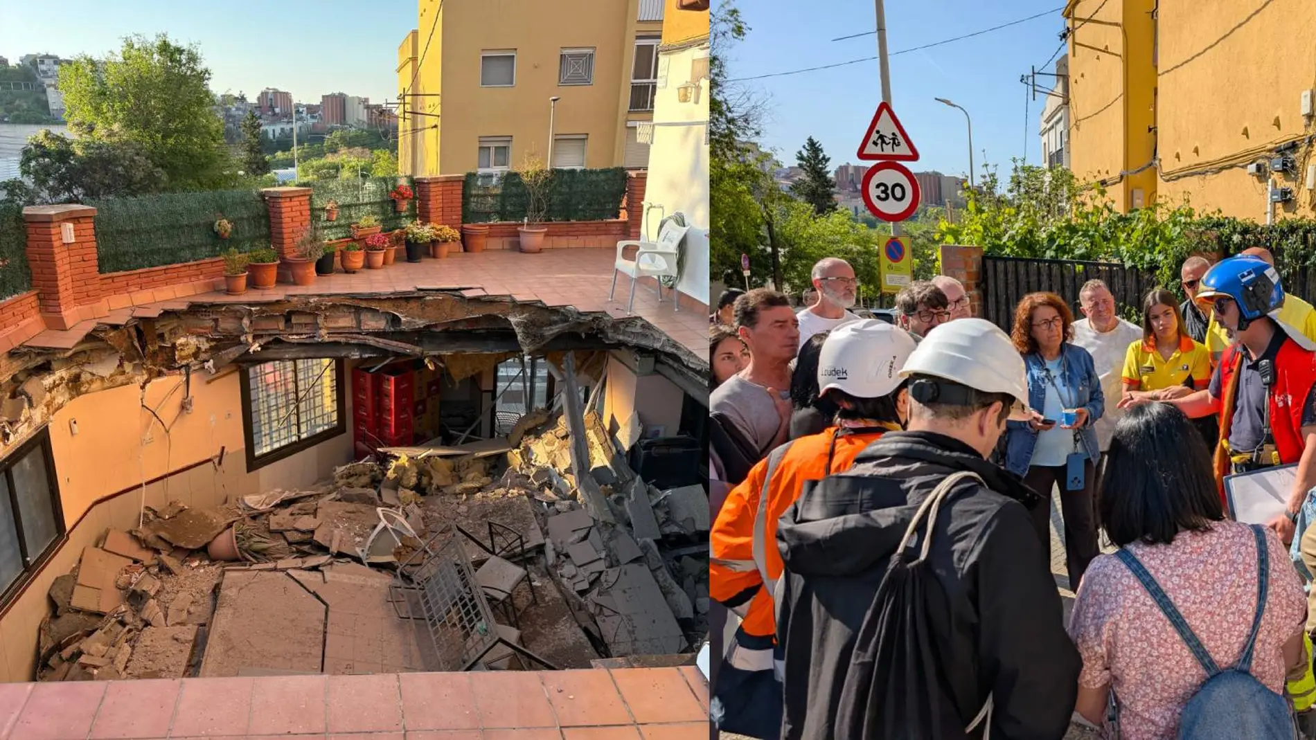 Una terraza se derrumba en el interior de un bar en Santa Coloma de Gramenet Una terraza se derrumba en el interior de un bar en Santa Coloma de Gramenet