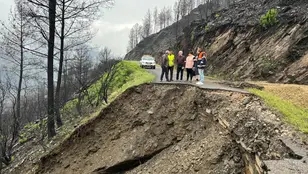 La capacidad de destrucción de los incendios del pasado mes de agosto, que tuvieron su epicentro de la zona, y la concatenación de borrascas de este invierno, están detrás del desgaste de la calzada