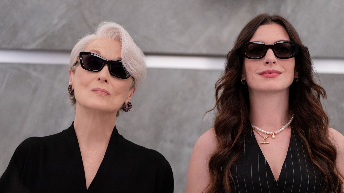 Meryl Streep y Anne Hathaway como Miranda Priestly y Andrea Sachs en El diablo viste de Prada 2