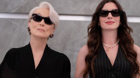 Meryl Streep y Anne Hathaway como Miranda Priestly y Andrea Sachs en El diablo viste de Prada 2