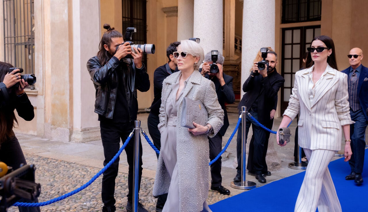 Meryl Streep y Anne Hathaway como Miranda Priestly y Andrea Sachs en El diablo viste de Prada 2