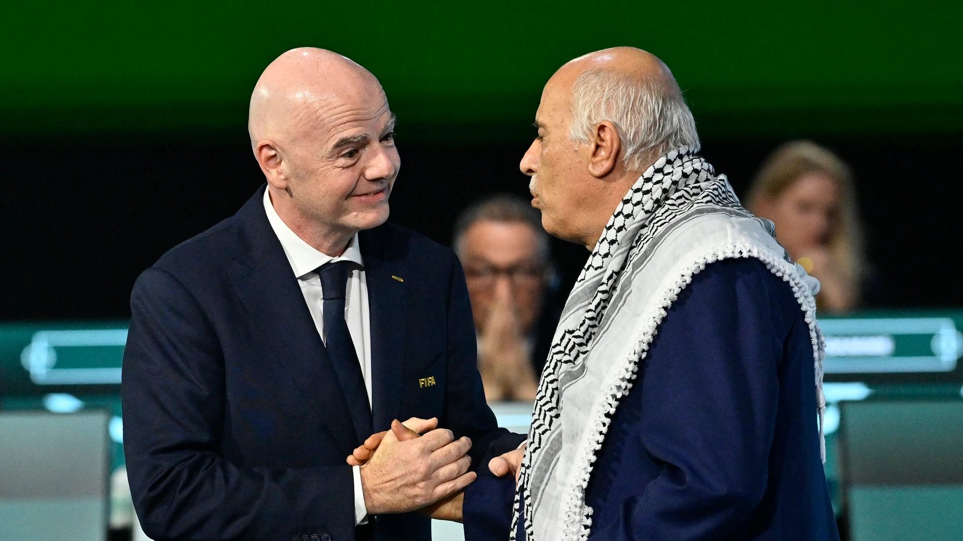 Infantino, con el presidente de la federación palestina Infantino, con el presidente de la federación palestina