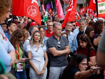  La vicepresidenta segunda y ministra de Trabajo y Econom&iacute;a Social, Yolanda D&iacute;az en la manifestaci&oacute;n convocada en M&aacute;laga